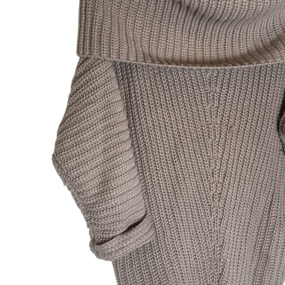 UMGEEUSA Tan Cowl Neck Tunic Sweater  Size Large, Oversized Cable Knit Wool - Picture 5 of 9